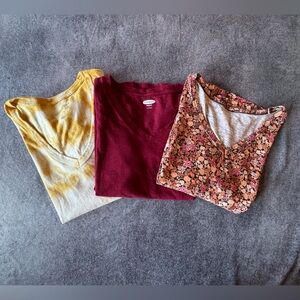 Bundle of Floral, Burgundy, and Yellow Women's Tops
